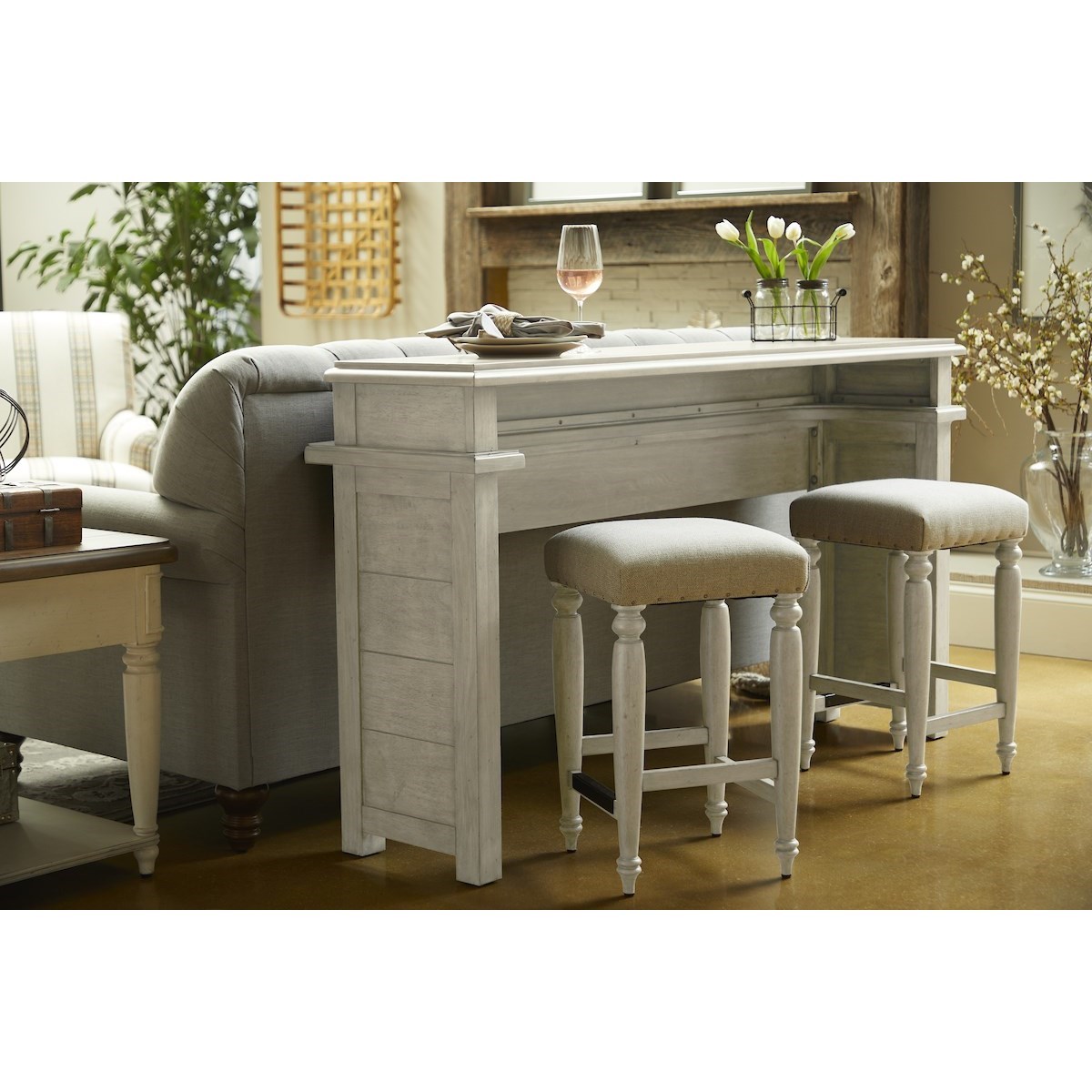 Bar Height Sofa Table With Stools Lexicon Enfield 4 Piece Wood